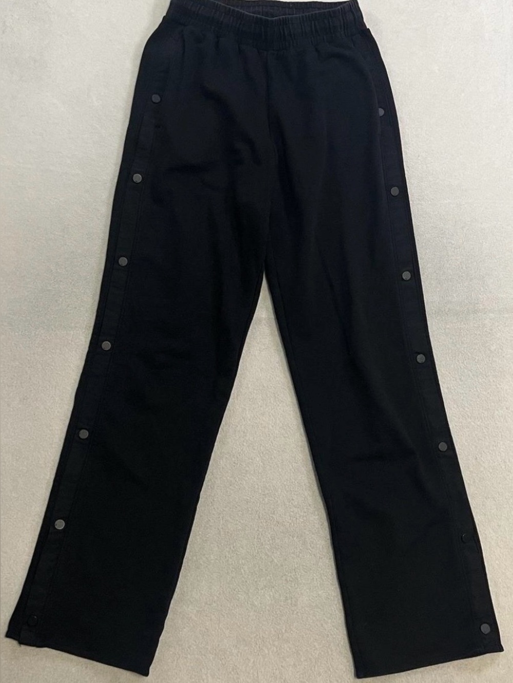 Black Snap-Button Wide Leg Pants